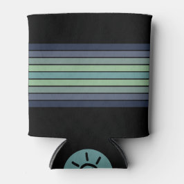 Retro blauw & groen surfboard gestreept blikjeskoeler