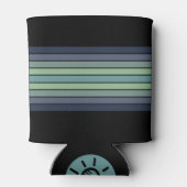 Retro blauw & groen surfboard gestreept blikjeskoeler (Achterkant)