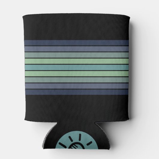 Retro blauw & groen surfboard gestreept blikjeskoeler (Achterkant)