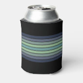 Retro blauw & groen surfboard gestreept blikjeskoeler (Blikje Achterkant)