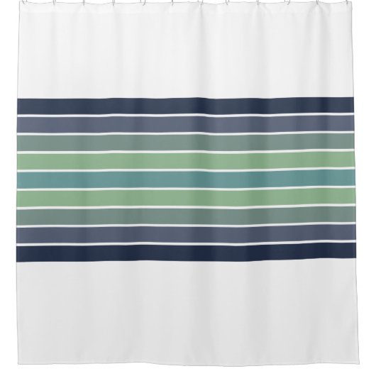 Retro blauw & groen surfboard gestreept douchegordijn (Voorkant)