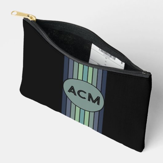 Retro blauw & groen surfboard gestreept etui (Open)