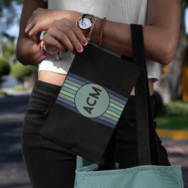 Retro blauw & groen surfboard gestreept etui