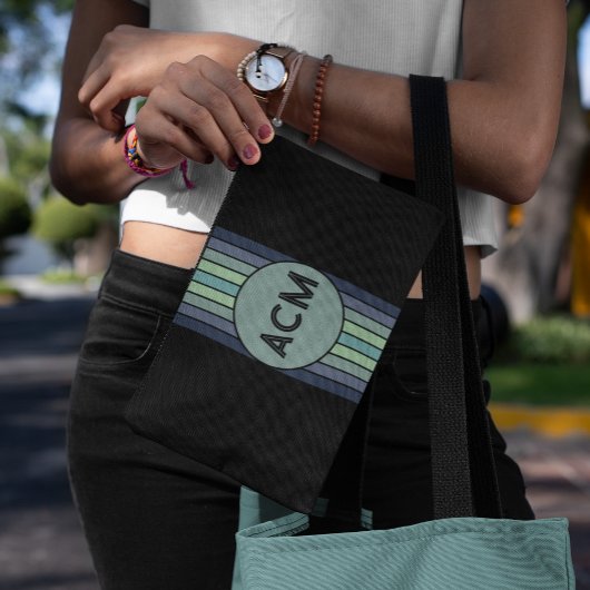 Retro blauw & groen surfboard gestreept etui