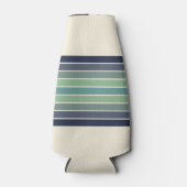 Retro blauw & groen surfboard gestreept flesjeskoeler (Voorkant)