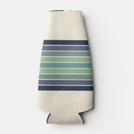 Retro blauw & groen surfboard gestreept flesjeskoeler