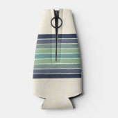 Retro blauw & groen surfboard gestreept flesjeskoeler (Achterkant)