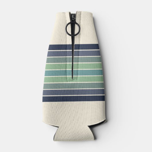 Retro blauw & groen surfboard gestreept flesjeskoeler (Achterkant)