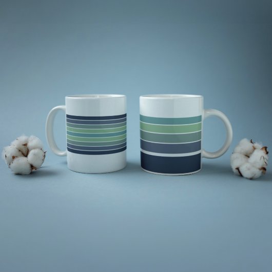 Retro blauw & groen surfboard gestreept grote koffiekop