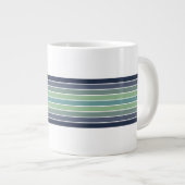 Retro blauw & groen surfboard gestreept grote koffiekop (Voorkant rechts)