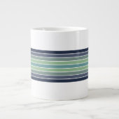 Retro blauw & groen surfboard gestreept grote koffiekop (Voorkant)