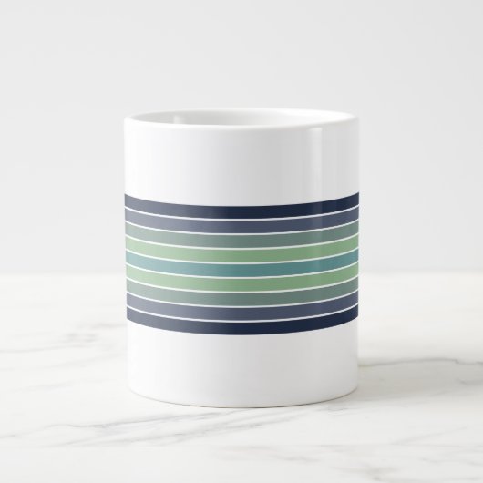 Retro blauw & groen surfboard gestreept grote koffiekop (Voorkant)