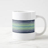 Retro blauw & groen surfboard gestreept grote koffiekop (Rechts)