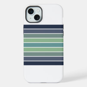 Retro blauw & groen surfboard gestreept iPhone 15 plus case