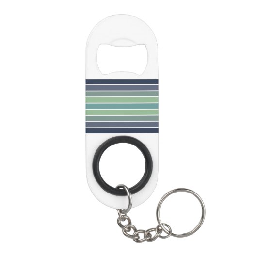 Retro blauw & groen surfboard gestreept mini flessenopener (Achterkant)