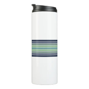 Retro blauw & groen surfboard gestreept thermosbeker