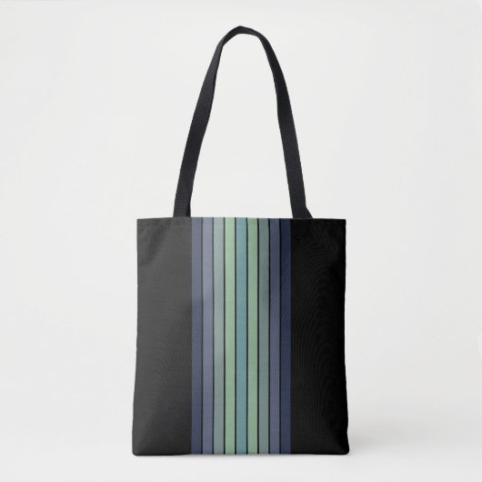 Retro blauw & groen surfboard gestreept tote bag (Voorkant)