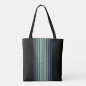 Retro blauw & groen surfboard gestreept tote bag (Achterkant)