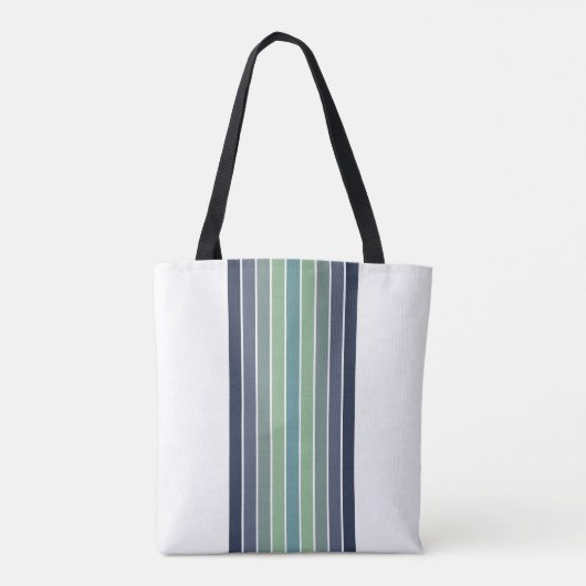 Retro blauw & groen surfboard gestreept tote bag (Achterkant)