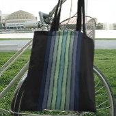 Retro blauw & groen surfboard gestreept tote bag