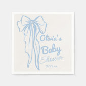 Retro Blauw Hand Geschreven Tekening Bow Baby Boy  Servet (Voorkant)