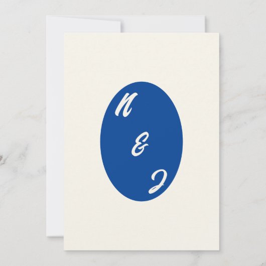 Retro Blauw Helder Funky Bold Moderne Unieke Bruil Save The Date (Achterkant)