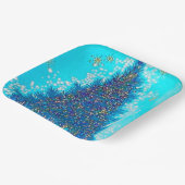 Retro  blauw kerstboomfeest bord (Gebogen)