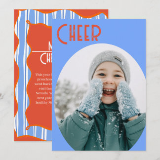 Retro Blauw Kerstplezier Feestdagenkaart