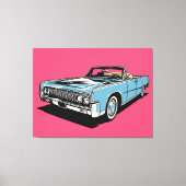 Retro Blauw Klassieke Cabrio Pop Art Canvas Afdruk (Voorkant)
