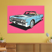 Retro Blauw Klassieke Cabrio Pop Art Canvas Afdruk (Insitu (Woonkamer))