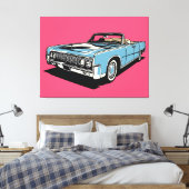 Retro Blauw Klassieke Cabrio Pop Art Canvas Afdruk (Insitu (Slaapkamer))