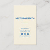 Retro Blauw Kleurrijke Groovy Bloemen Boho Bright  Visitekaartje (Achterkant)