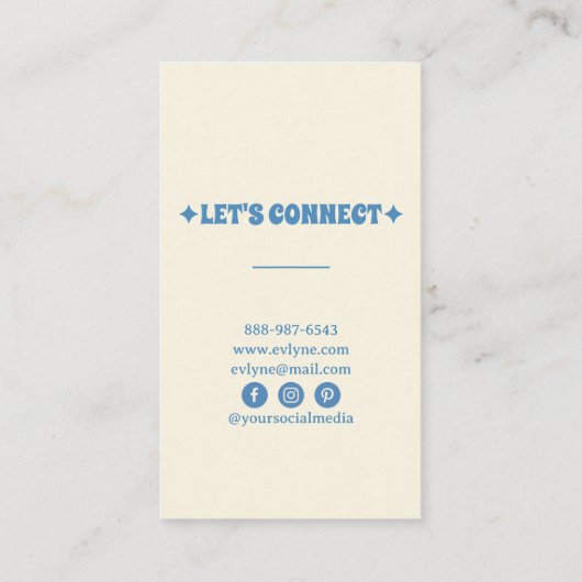 Retro Blauw Kleurrijke Groovy Bloemen Boho Bright  Visitekaartje (Achterkant)