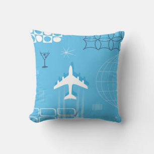 Retro blauw mid-century stijl Jet-Age Kussen