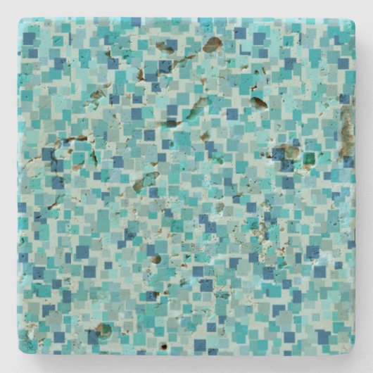 Retro blauw mozaïek Onderzetter (Voorkant)