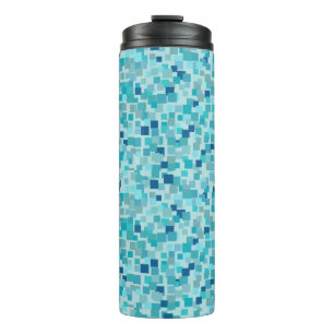 Retro Blauw Mozaïek Thermische Tumbler Thermosbeker
