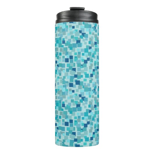 Retro Blauw Mozaïek Thermische Tumbler Thermosbeker (Voorkant)