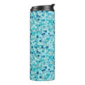 Retro Blauw Mozaïek Thermische Tumbler Thermosbeker (Gedraaid links)