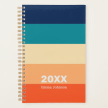 Retro blauw oranje geel strepen aangepaste naam
