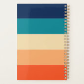 Retro blauw oranje geel strepen aangepaste naam planner (Achterkant)