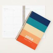 Retro blauw oranje geel strepen aangepaste naam planner (Display)