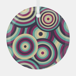 Retro blauw-paarse schijven, abstract patroon. glas ornament