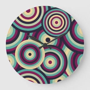 Retro blauw-paarse schijven, abstract patroon. grote klok