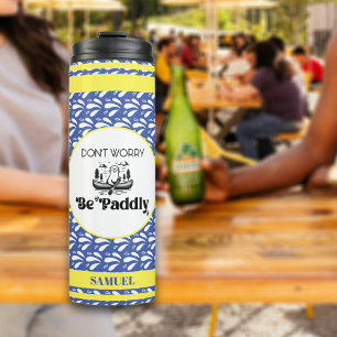 Retro Blauw Patroon Strepen Kano Otter Aangepaste  Thermosbeker