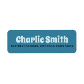 Retro blauw retouradres etiket (Voorkant)