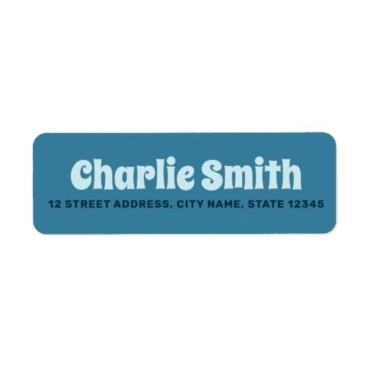 Retro blauw retouradres etiket (Voorkant)