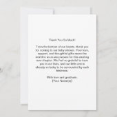 Retro Blauw Rood Border Brunch & Bubbly Baby showe Bedankkaart (Achterkant)