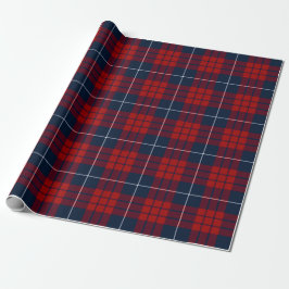Retro blauw rood kerst nieuwjaar tartan ruitjespat cadeaupapier