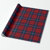 Retro Blauw Rood Kerstmis Nieuwjaar Tartan Plaid Cadeaupapier (Uitgerold)