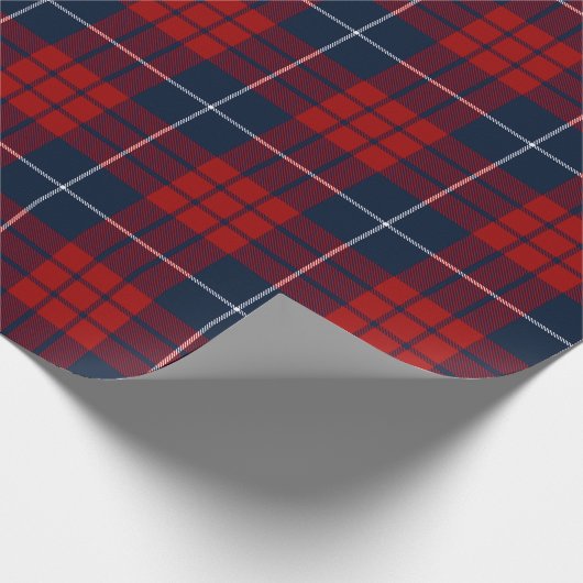Retro Blauw Rood Kerstmis Nieuwjaar Tartan Plaid Cadeaupapier (Hoek)